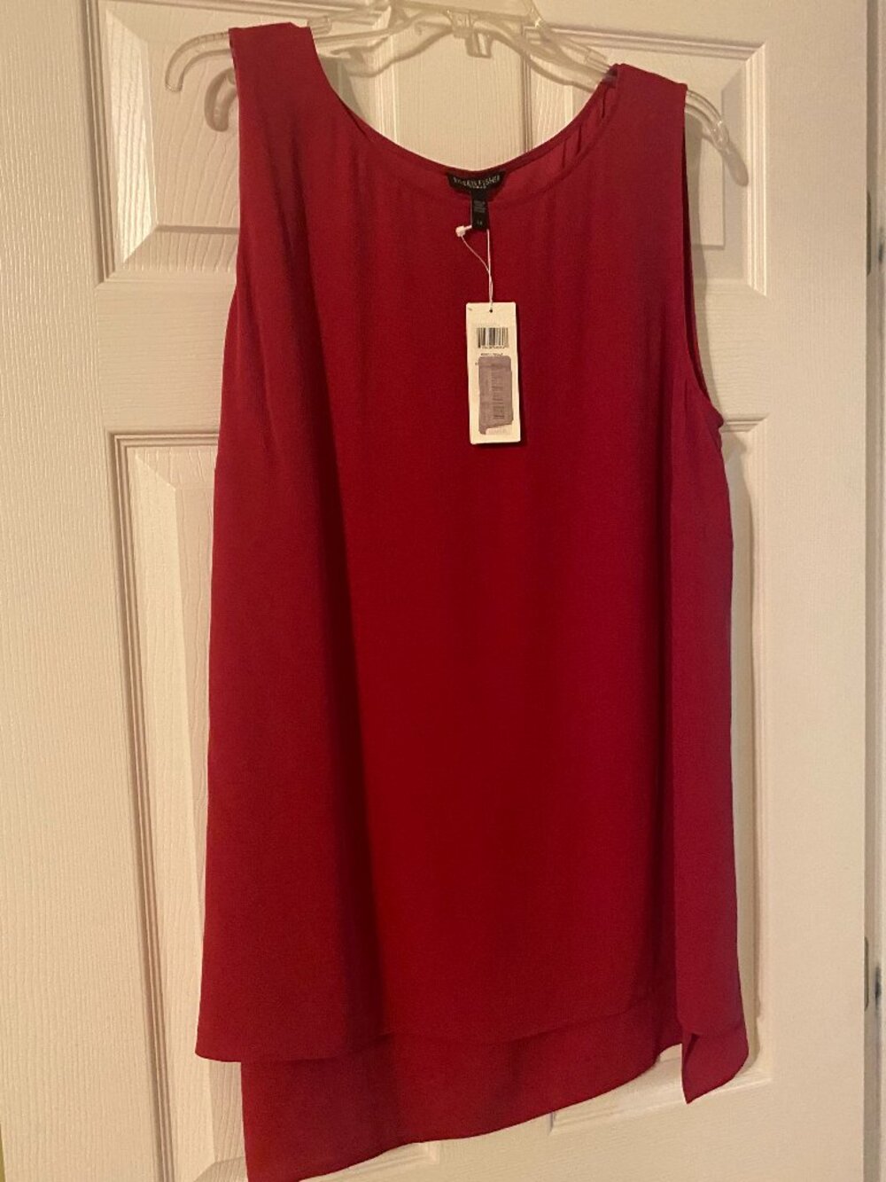 Eileen Fisher Radish Red silk crepe shell